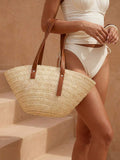 Swim Chiccia Large Women's Handbag New Simple Tote Bag, Casual Shoulder Bag Suitable For Shopping, Vacation, Straw Beach Bag, Fashion Travel Tote, Summer Outfits