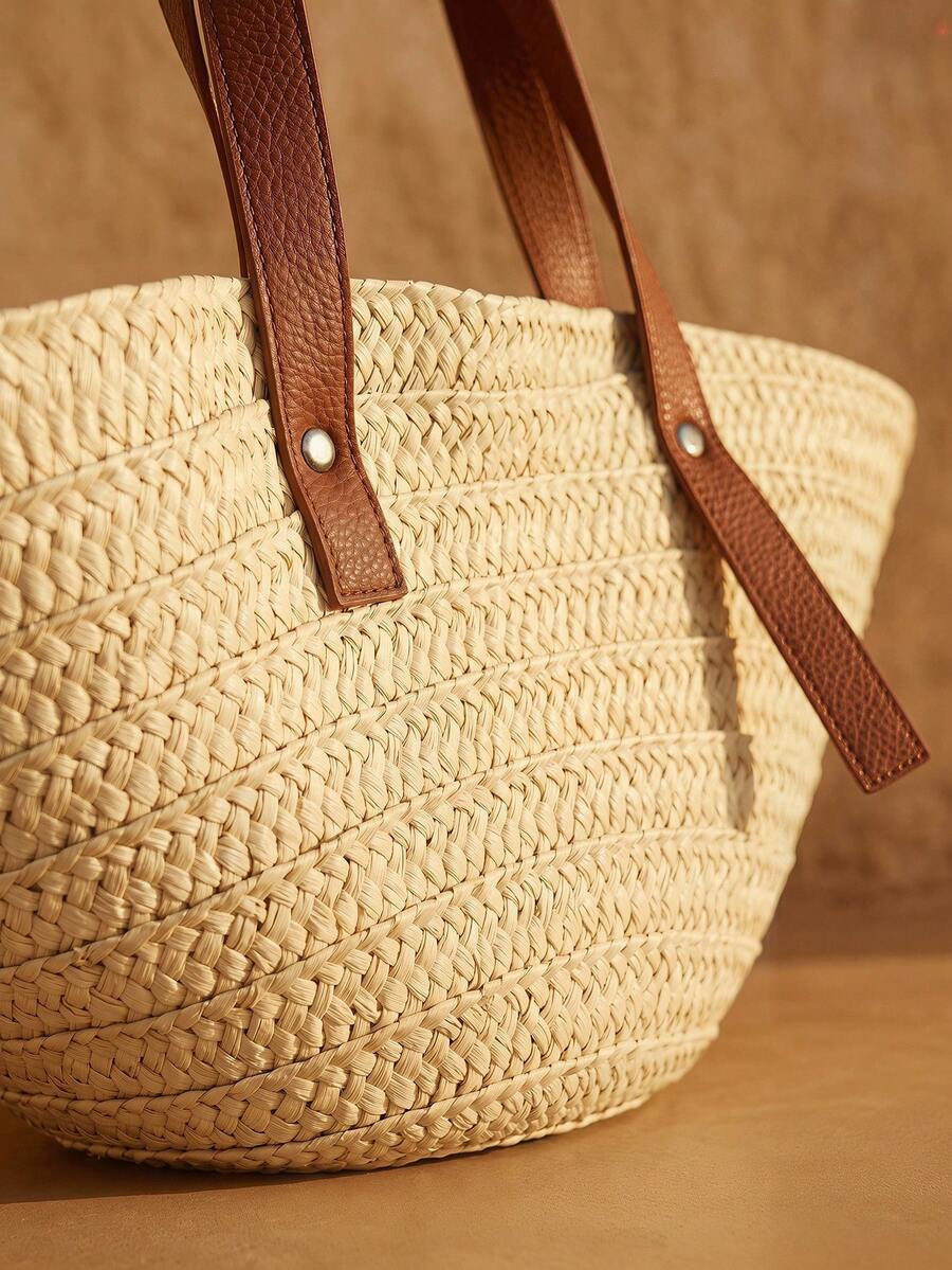 Swim Chiccia Large Women's Handbag New Simple Tote Bag, Casual Shoulder Bag Suitable For Shopping, Vacation, Straw Beach Bag, Fashion Travel Tote, Summer Outfits