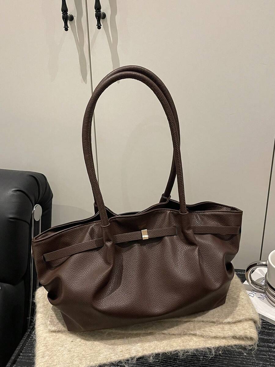 Korean Style Pleated Underarm Bag New Large Capacity Commuter Tote Bag Personalized Ins Solid Color Shoulder Bag For Women