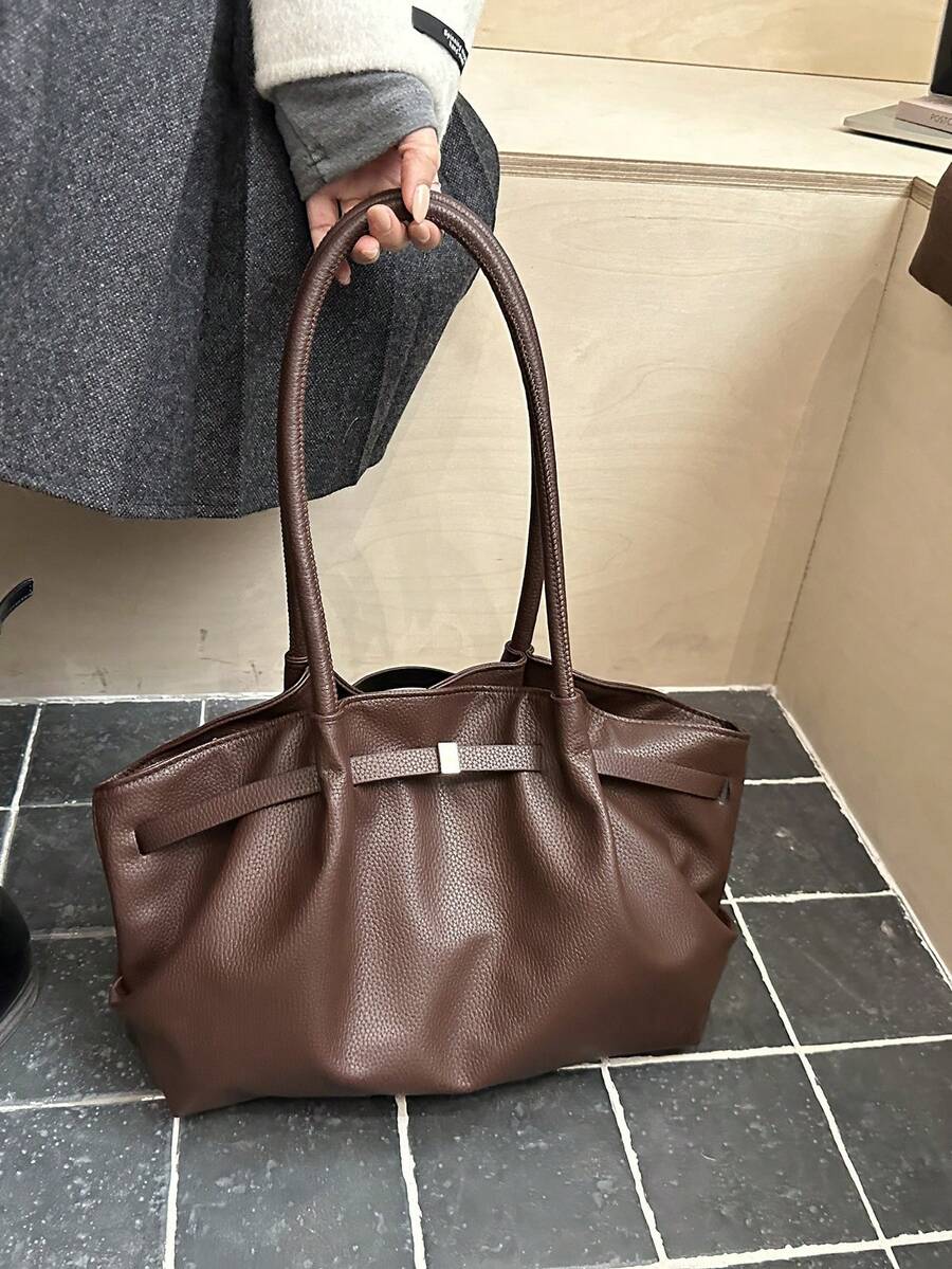 Korean Style Pleated Underarm Bag New Large Capacity Commuter Tote Bag Personalized Ins Solid Color Shoulder Bag For Women