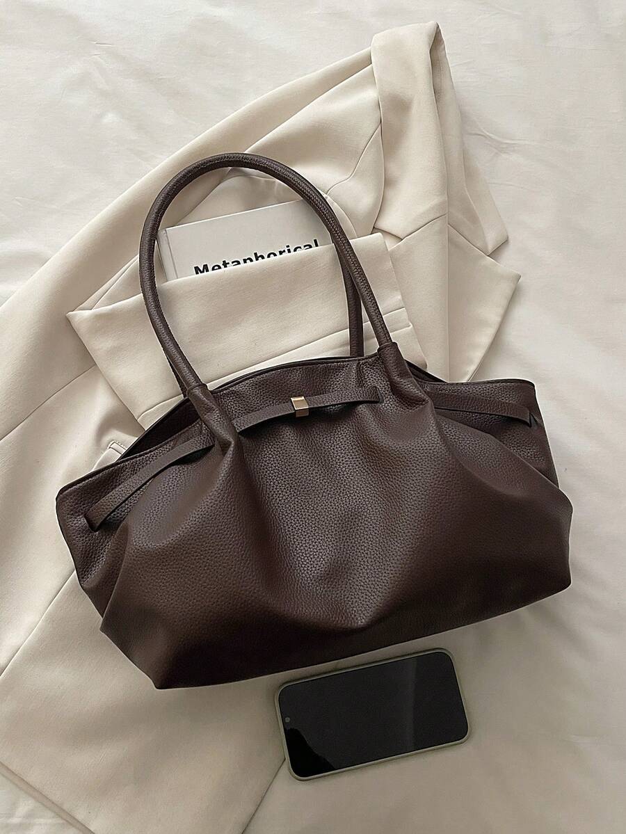 Korean Style Pleated Underarm Bag New Large Capacity Commuter Tote Bag Personalized Ins Solid Color Shoulder Women's Bag