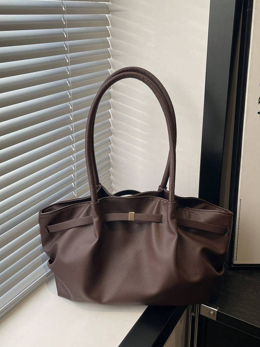 Korean Style Pleated Underarm Bag New Large Capacity Commuter Tote Bag Personalized Ins Solid Color Shoulder Women's Bag