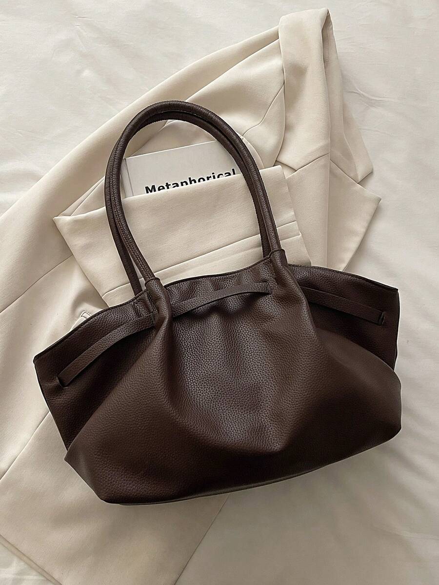 Korean Style Pleated Underarm Bag New Large Capacity Commuter Tote Bag Personalized Ins Solid Color Shoulder Bag For Women