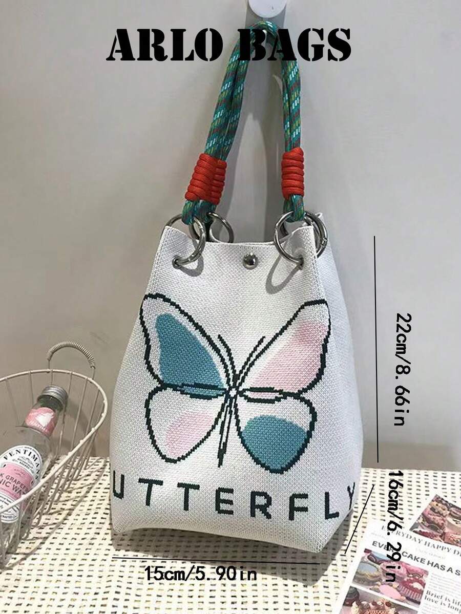 This Canvas Tote Bag Features A Grey And Black Color-Block Design, An Elegant Bucket Bag Style, And A Multifunctional Canvas Body With Unique