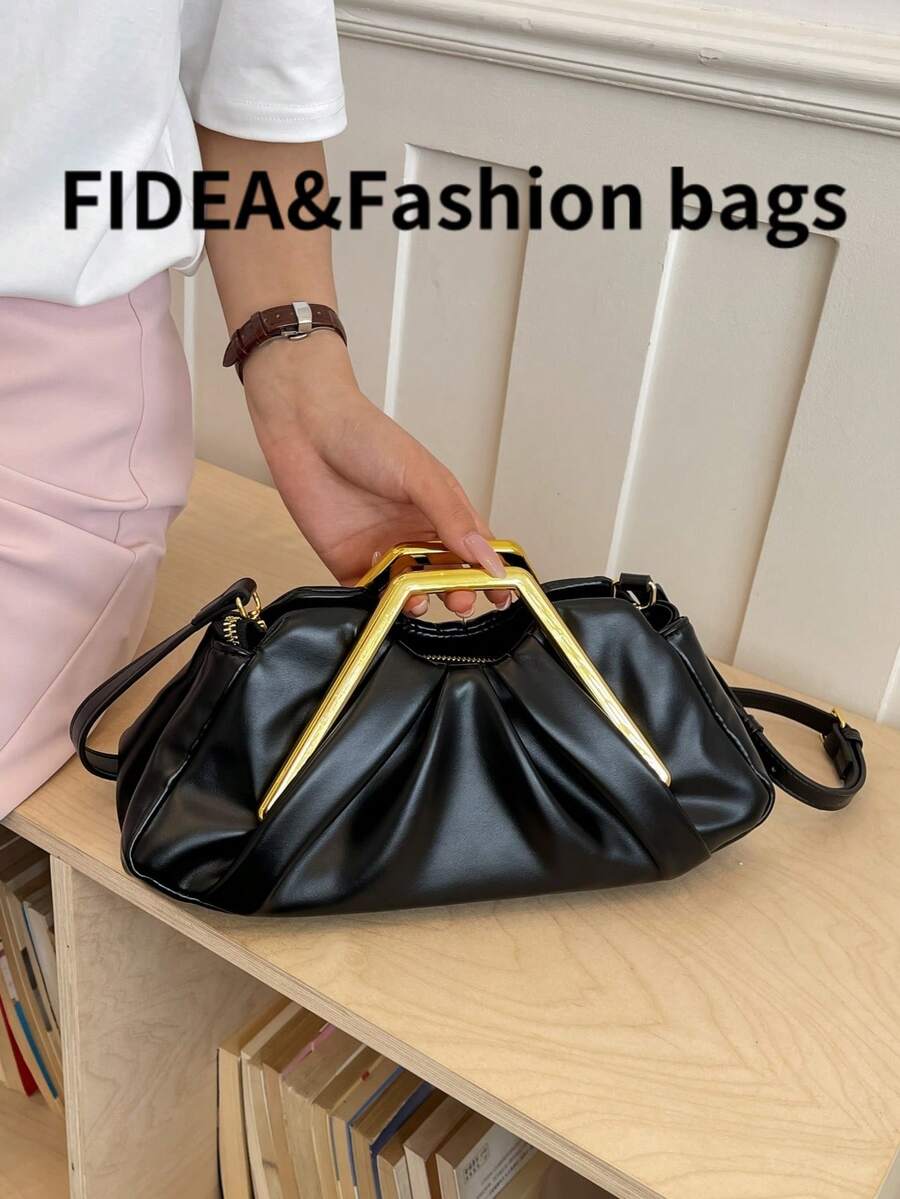 New Personalized Women's Handbag, Shoulder Crossbody Cloud Pleated Bag, Minimalist Elegant Stylish High-Quality Texture Pleated Metal Handle, Versatile For Daily City Gatherings Business, Suitable For