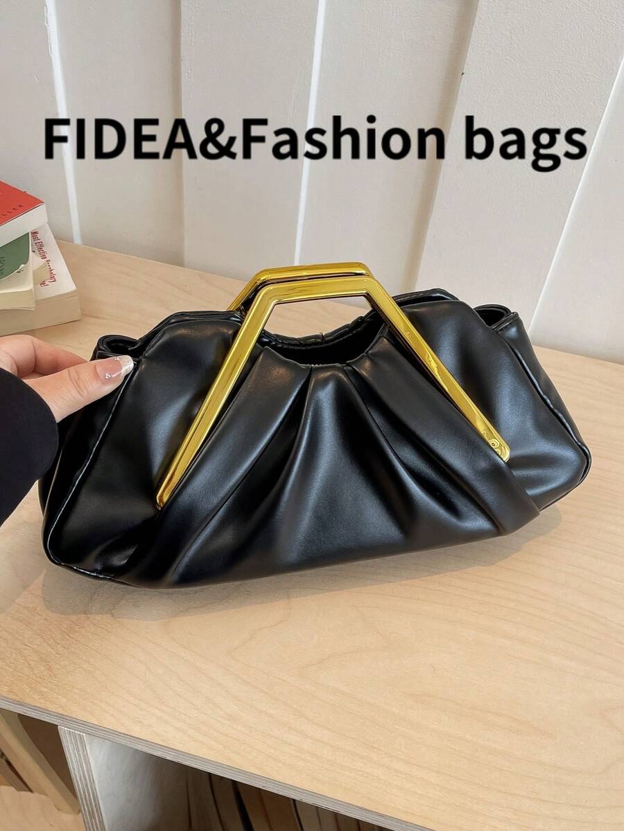 New Personalized Women's Handbag, Shoulder Crossbody Cloud Pleated Bag, Minimalist Elegant Stylish High-Quality Texture Pleated Metal Handle, Versatile For Daily City Gatherings Business, Suitable For