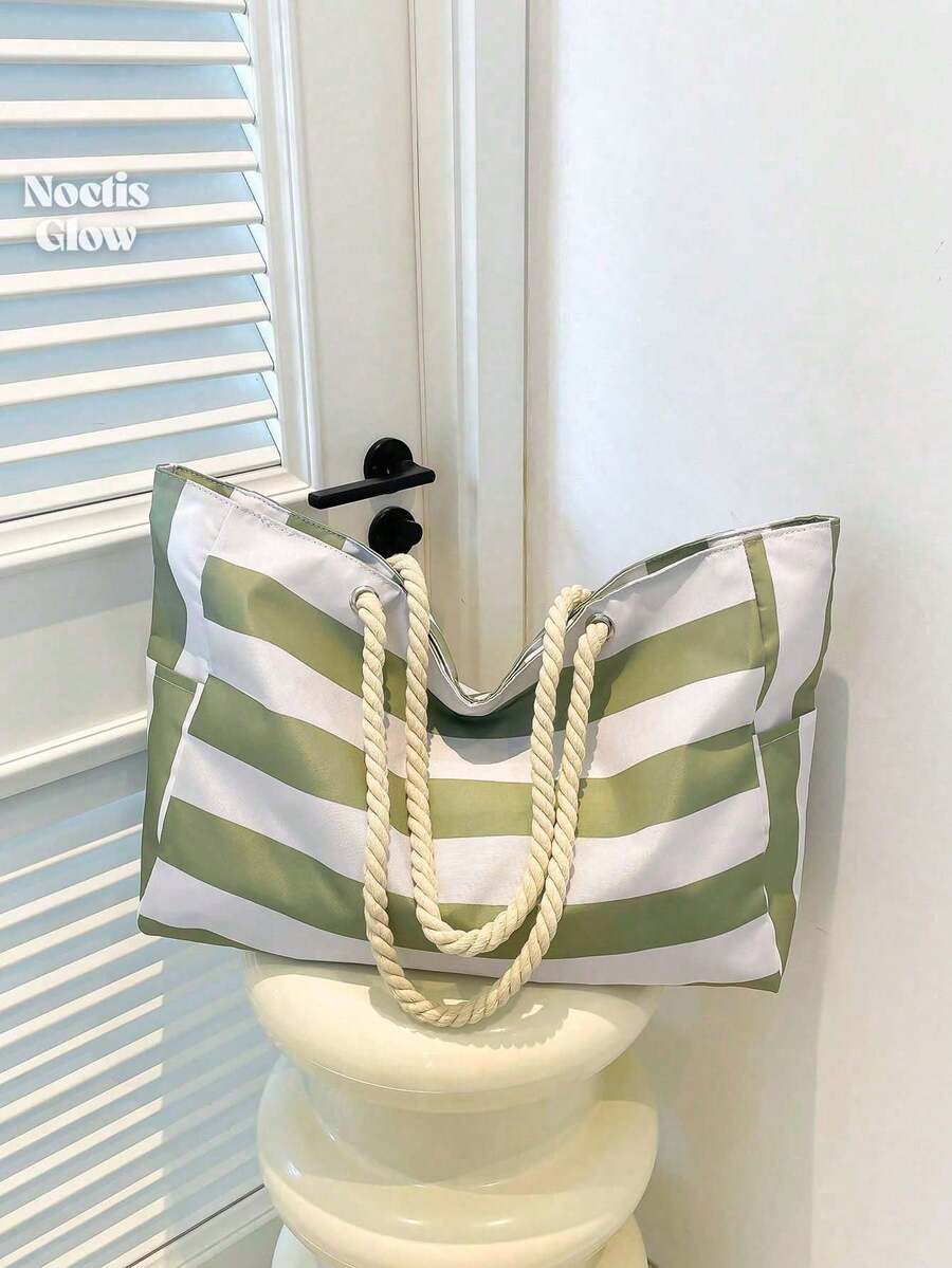Summer Waterproof Beach Bag For Women Large Tote Bag Lightweight Shoulder Bag Soft Handbag For Durable Foldable Vocation Travel Essential Pool
