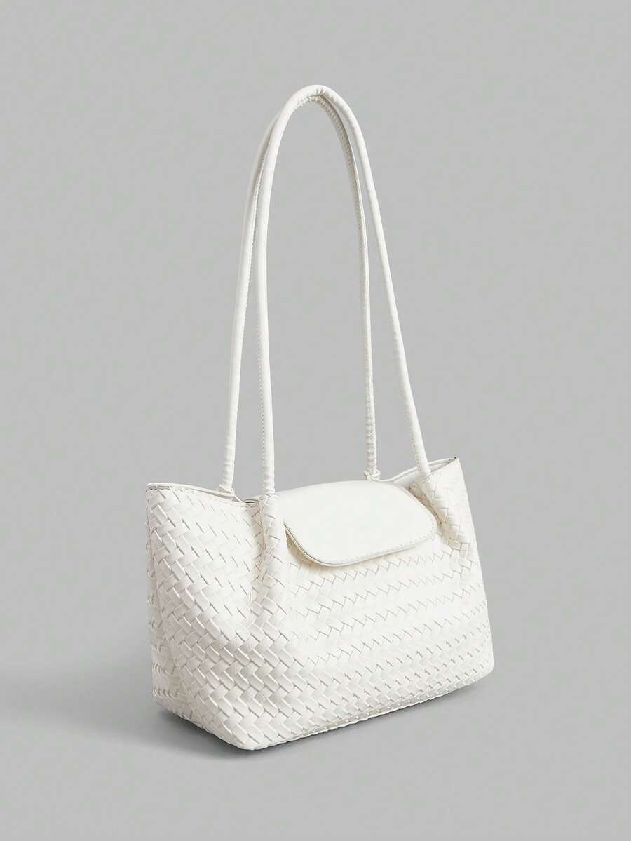 Ontre Women's Fashion Shoulder Bag, Versatile Beige Woven Tote Bag, Suitable For Daily, Commuting, Shopping, Vacation, Travel