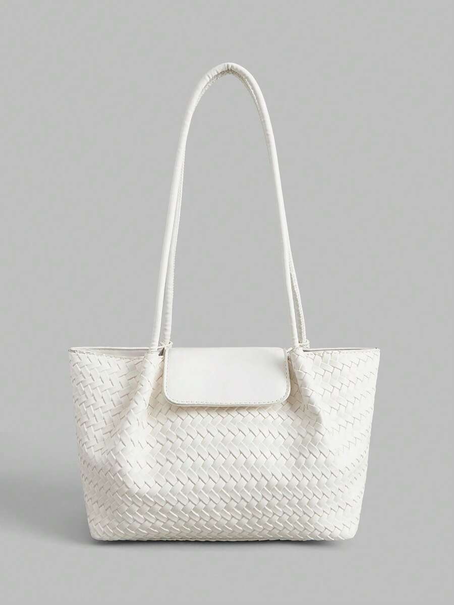 Ontre Women's Fashion Shoulder Bag, Versatile Beige Woven Tote Bag, Suitable For Daily, Commuting, Shopping, Vacation, Travel