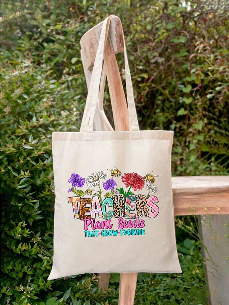 Teacher Theme Mesh Bag, Floral Design With "Teacher" Text, Transparent Mesh Storage Bag Toiletry Bag, Cosmetic Storage Bag, Portable Toiletry Organizer Bag, Ideal Teacher Gift, Travel Accessory| Insp