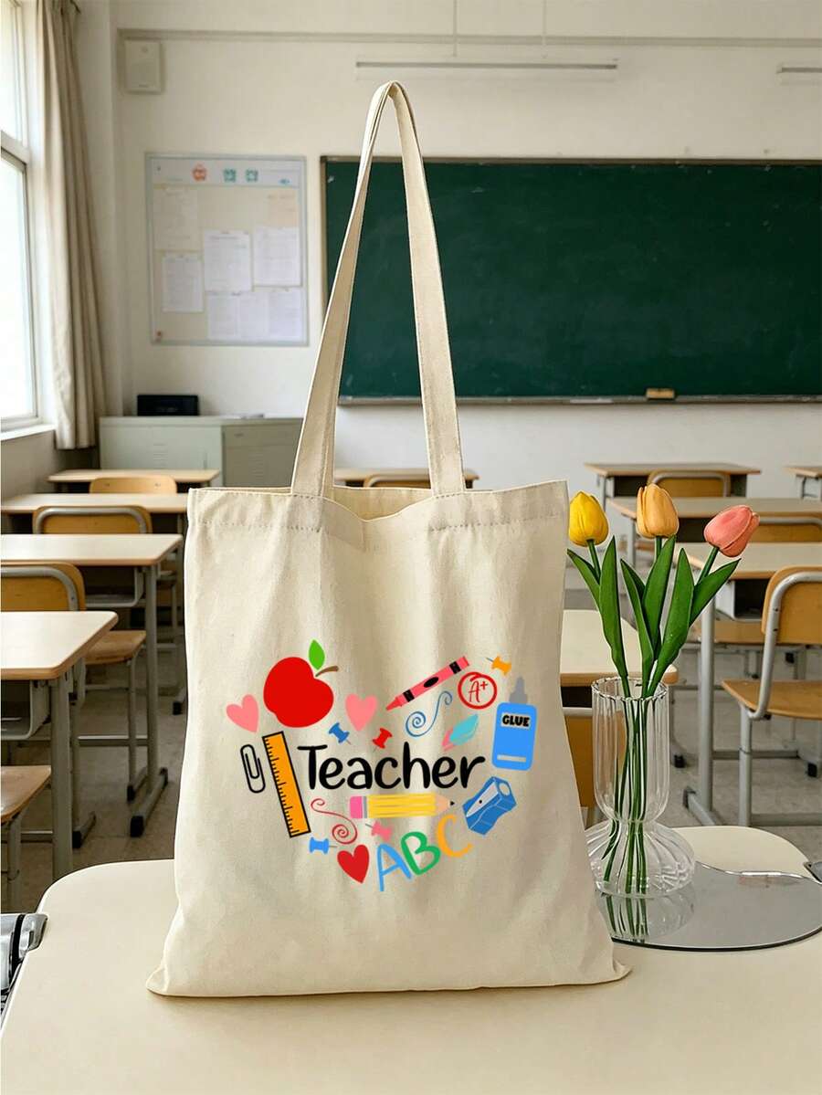 Teacher Theme Mesh Bag, Floral Design With "Teacher" Text, Transparent Mesh Storage Bag Toiletry Bag, Cosmetic Storage Bag, Portable Toiletry Organizer Bag, Ideal Teacher Gift, Travel Accessory| Insp