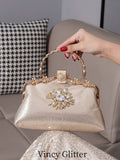 Luxury Rhinestone Wristlet Bag, European & American Style Oversized Tote Bag, High Capacity Women's Party Clutch, Designer Lady Handbag, Fashion Evening Bag