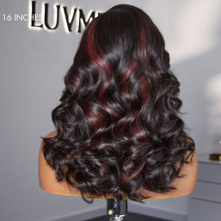 Dark Red Highlights C Part Loose Wave Glueless 5x5 Closure Lace Wig Ready to Go - US Only