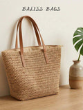 Handmade Straw Beach Tote Bag For Women, Large Capacity Crochet Boho Shoulder Bag, Comfortable Woven Handbag For Summer Vacation, Beach & Daily Use