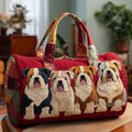 3D Bulldog Print Travel Duffle Bag, Cute English Bulldog Pattern Weekender Tote, Lightweight Carry On For Trips