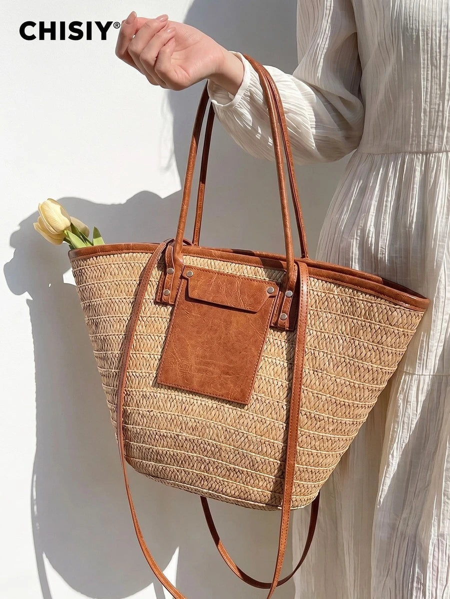 New Women's Shoulder Bag, European And American Retro Handmade Woven Handbag, Straw Woven Bag, Vacation Style Casual Women's Bag