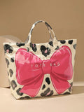 Fashionable New Women's Tote Bag, Bow Leopard Print Design