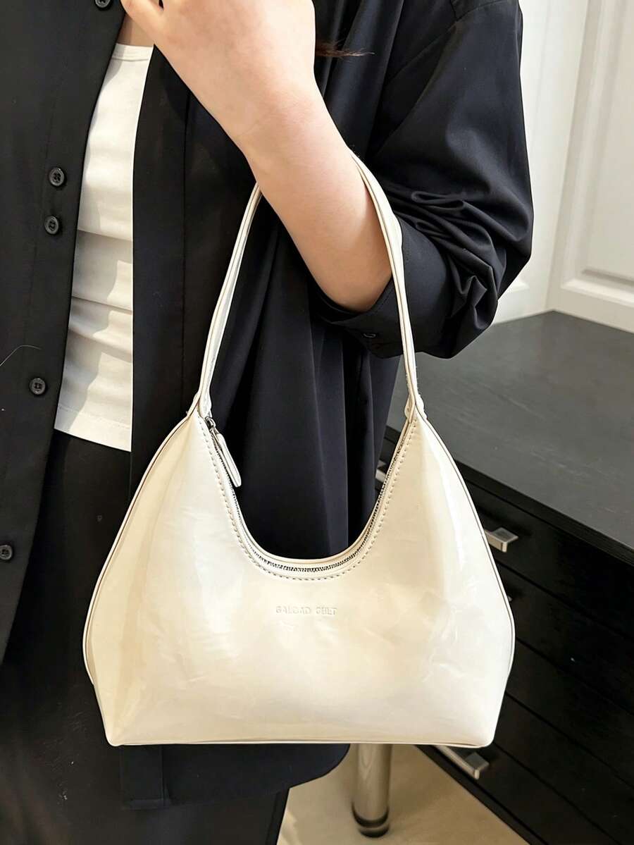 1pc Fashion Handbag Classic Shoulder Bag For Modern Girls Large Capacity Tote Bag Y2k Underarm Bag Half Moon Bag Black Purse Beach Vocation Bags