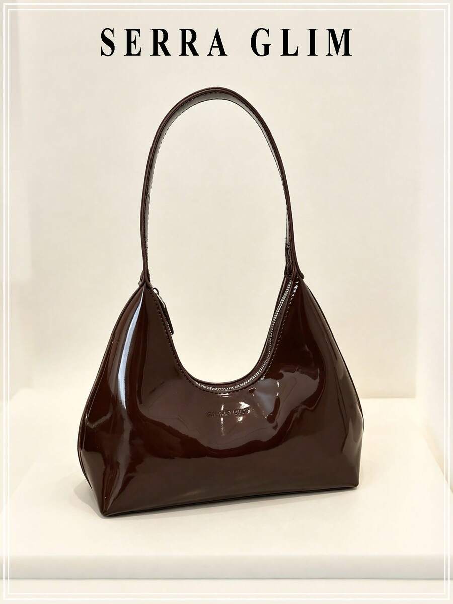 1pc Fashion Handbag Classic Shoulder Bag For Modern Girls Large Capacity Tote Bag Y2k Underarm Bag Half Moon Bag Black Purse Beach Vocation Bags