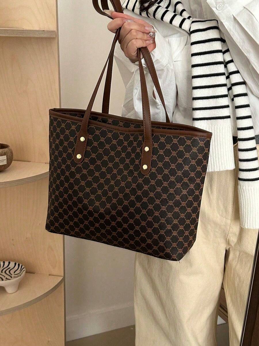 Versatile Women's Shoulder Bag Large-Capacity Tote Bag For Women–Vintage Leather Look Commuter & Shopping Handbag Back To School Valentine's Day Gift