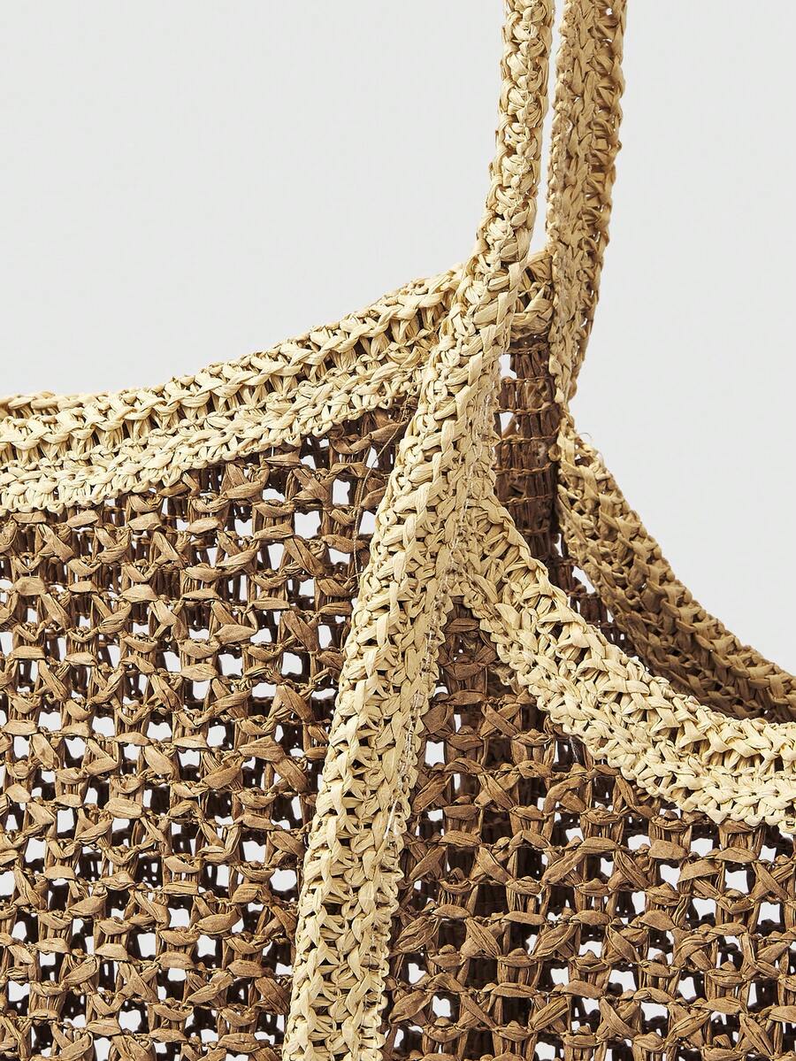 ROMWE Kawaii Women's Casual Versatile Commuter Woven Tote Bag