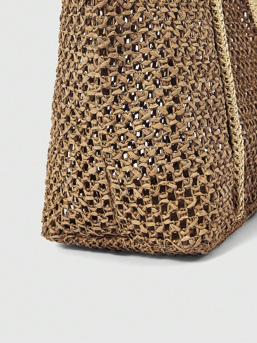ROMWE Kawaii Women's Casual Versatile Commuter Woven Tote Bag