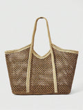 ROMWE Kawaii Women's Casual Versatile Commuter Woven Tote Bag