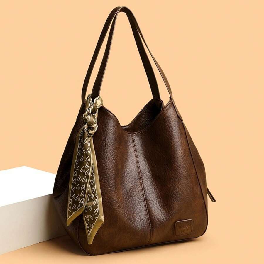 2026 Vintage Large Capacity Tote Bag Women's Handbag Commuter Shoulder Crossbody Bag Fashion PU Leather Large Capacity Messenger Crossbody Bag