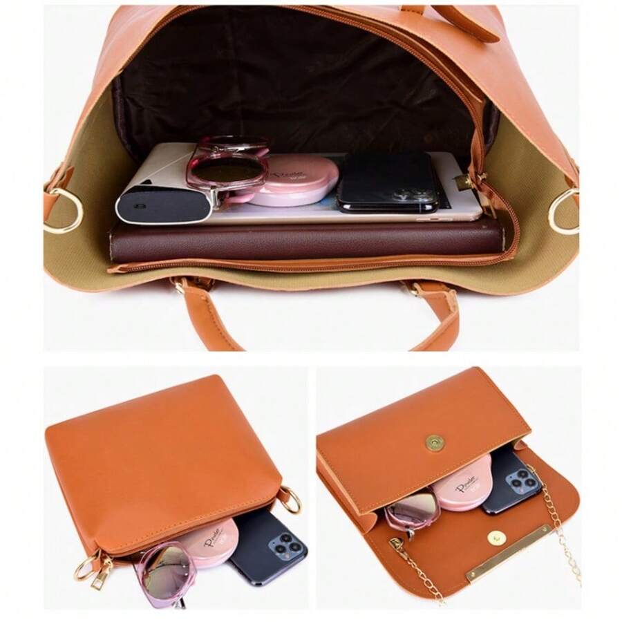 Women 3 Piece Tote Bag Set Handbags Large Capacity Shoulder Bag Wallet Purses Casual Daily Work Bag