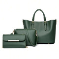 Women 3 Piece Tote Bag Set Handbags Large Capacity Shoulder Bag Wallet Purses Casual Daily Work Bag