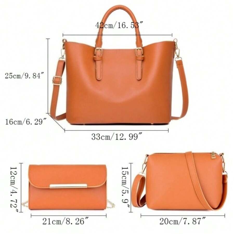 Women 3 Piece Tote Bag Set Handbags Large Capacity Shoulder Bag Wallet Purses Casual Daily Work Bag