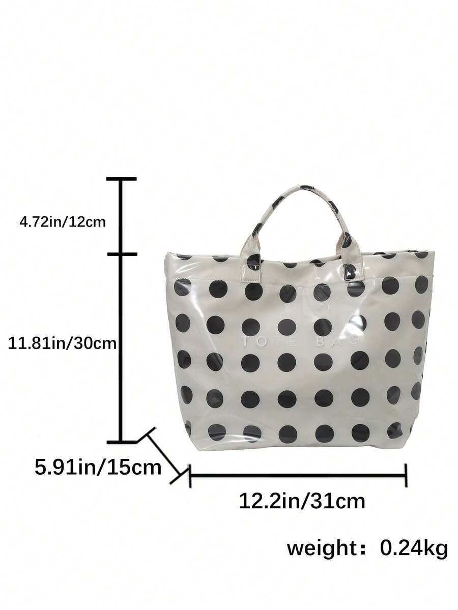 Summer New Polka Dot Color Block Design Women's Tote Bag, Fashionable Minimalist Waterproof PVC Handbag/Vacation Bag