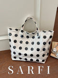 Summer New Polka Dot Color Block Design Women's Tote Bag, Fashionable Minimalist Waterproof PVC Handbag/Vacation Bag