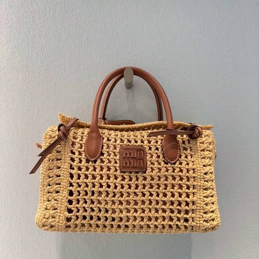 2026 New Handwoven Straw Square Hollow-Out Tote Crossbody Bag- Lightweight Breathable Natural Texture, Versatile Casual Summer Beach Bag