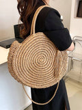 New Arrival Summer Beach Woven Rattan Bag Round Tassel Straw Woven Shoulder Bag