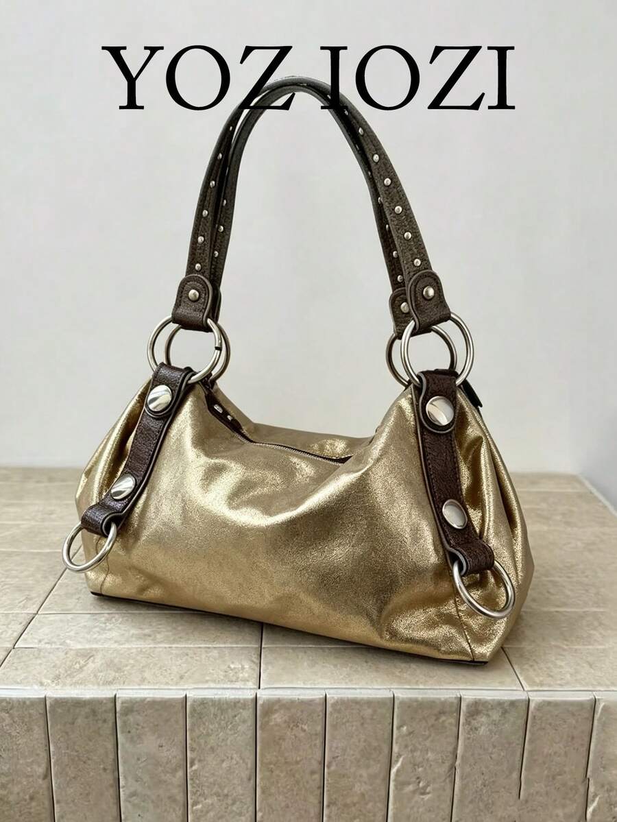 Korean Vintage Highly Attractive Niche Design INS Style Handbag Underarm Bag Premium Hot Girl Large Capacity Commute Outing Daily Shopping Shoulder Tote Retro Versatile Exquisite Tote Bag