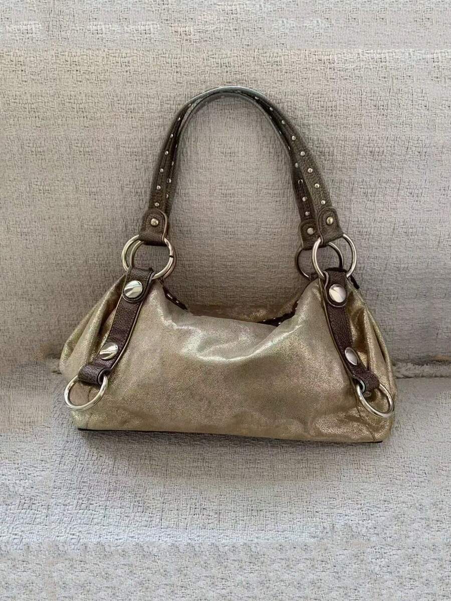 Korean Vintage Highly Attractive Niche Design INS Style Handbag Underarm Bag Premium Hot Girl Large Capacity Commute Outing Daily Shopping Shoulder Tote Retro Versatile Exquisite Tote Bag