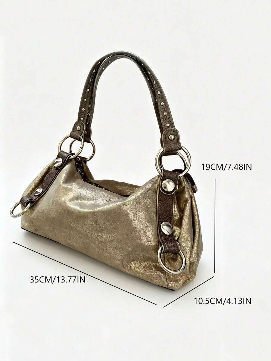 Korean Vintage Highly Attractive Niche Design INS Style Handbag Underarm Bag Premium Hot Girl Large Capacity Commute Outing Daily Shopping Shoulder Tote Retro Versatile Exquisite Tote Bag