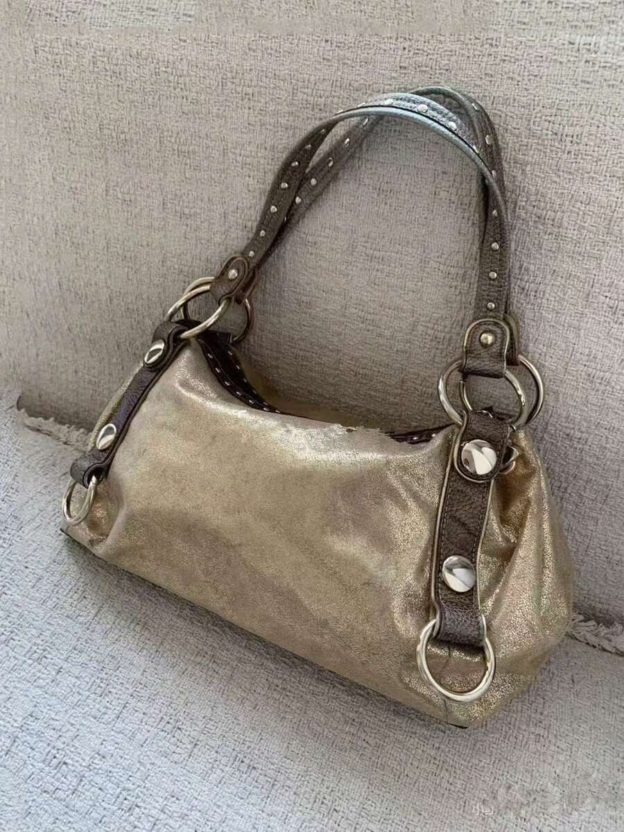 Korean Vintage Highly Attractive Niche Design INS Style Handbag Underarm Bag Premium Hot Girl Large Capacity Commute Outing Daily Shopping Shoulder Tote Retro Versatile Exquisite Tote Bag