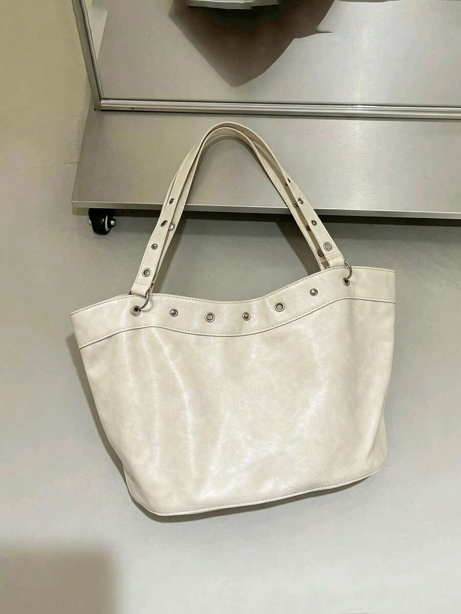 Lace Floral Polka Dot Sweet Campus Shoulder Bag For Girls, Suitable For University Students, Versatile Canvas Tote Bag, Polka Dot