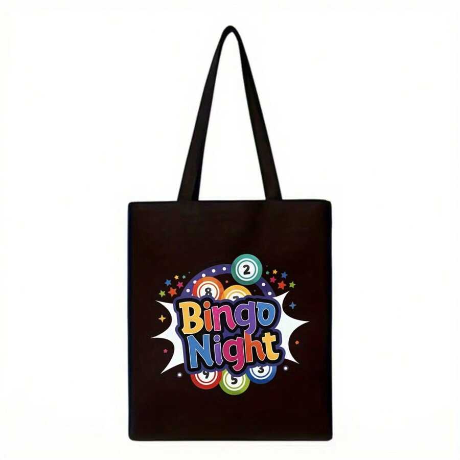 1 Bingo Night Colored Ball Printed Tote Bag Work, Travel, Picnics And Parties, Fun Illustrations Gifts, School Season, Hallow