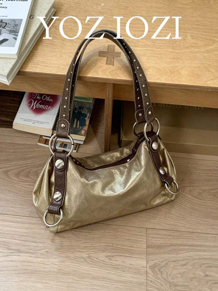 Korean Vintage Highly Attractive Niche Design INS Style Handbag Underarm Bag Premium Hot Girl Large Capacity Commute Outing Daily Shopping Shoulder Tote Retro Versatile Exquisite Tote Bag