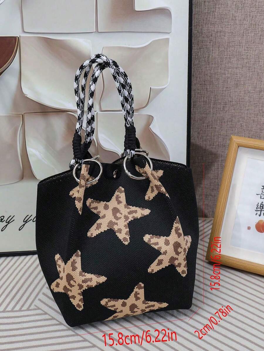 This Canvas Tote Bag Features A Grey And Black Color-Block Design, An Elegant Bucket Bag Style, And A Multifunctional Canvas Body With Unique
