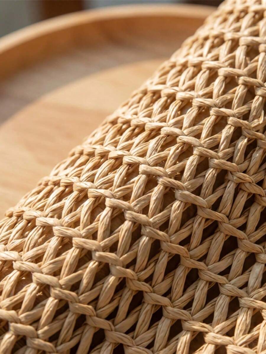 Woven Straw Large Tote Bag, Women PU Handle Casual Beach Daily Shoulder Handbag