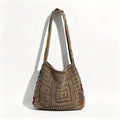 Stylish Women's Knitted Shoulder Bags, Crocheted, Large-Capacity Handbags, Summer Beach Bags, Bohemian Woven Bags, Crossbody Bags