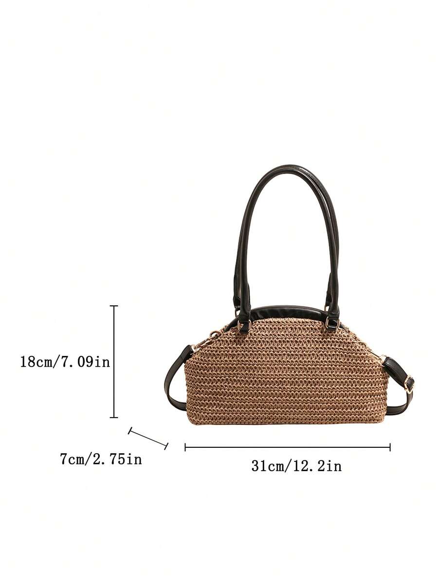 Korean Style Textured Large Capacity Chic Tote Bag 2026 New Fashion Straw Woven Shoulder Bag Minimalist Underarm Bag