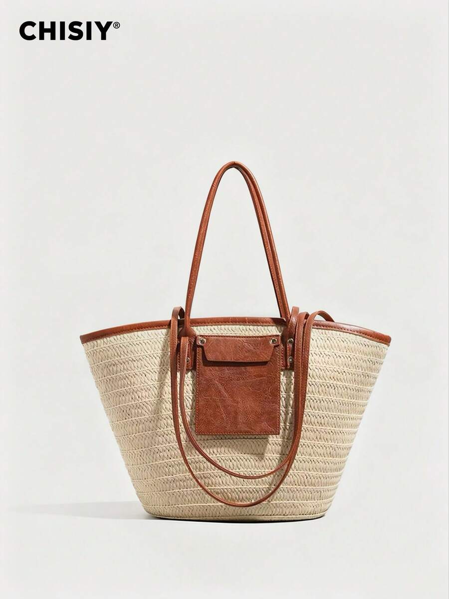 New Women's Shoulder Bag, European And American Retro Handmade Woven Handbag, Straw Woven Bag, Vacation Style Casual Women's Bag