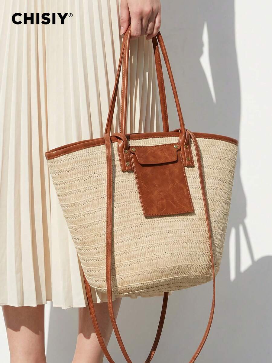 New Women's Shoulder Bag, European And American Retro Handmade Woven Handbag, Straw Woven Bag, Vacation Style Casual Women's Bag