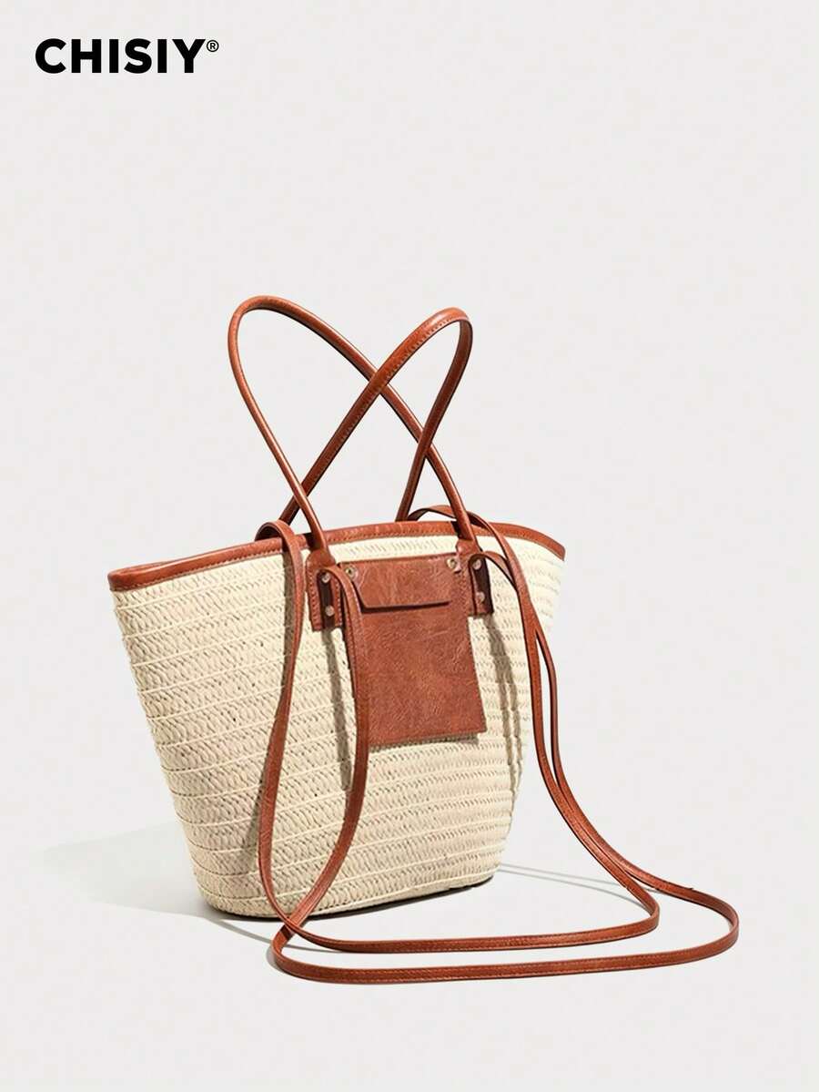 New Women's Shoulder Bag, European And American Retro Handmade Woven Handbag, Straw Woven Bag, Vacation Style Casual Women's Bag