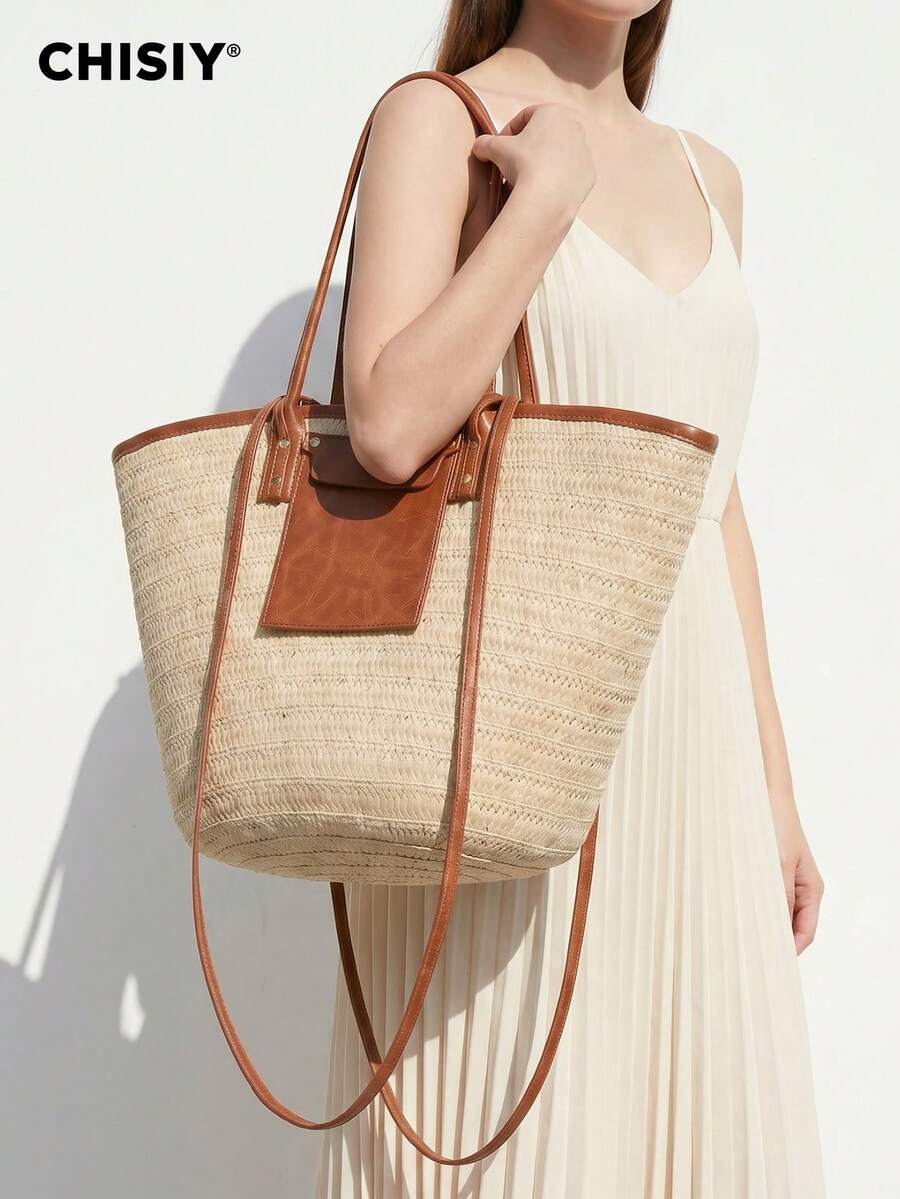 New Women's Shoulder Bag, European And American Retro Handmade Woven Handbag, Straw Woven Bag, Vacation Style Casual Women's Bag
